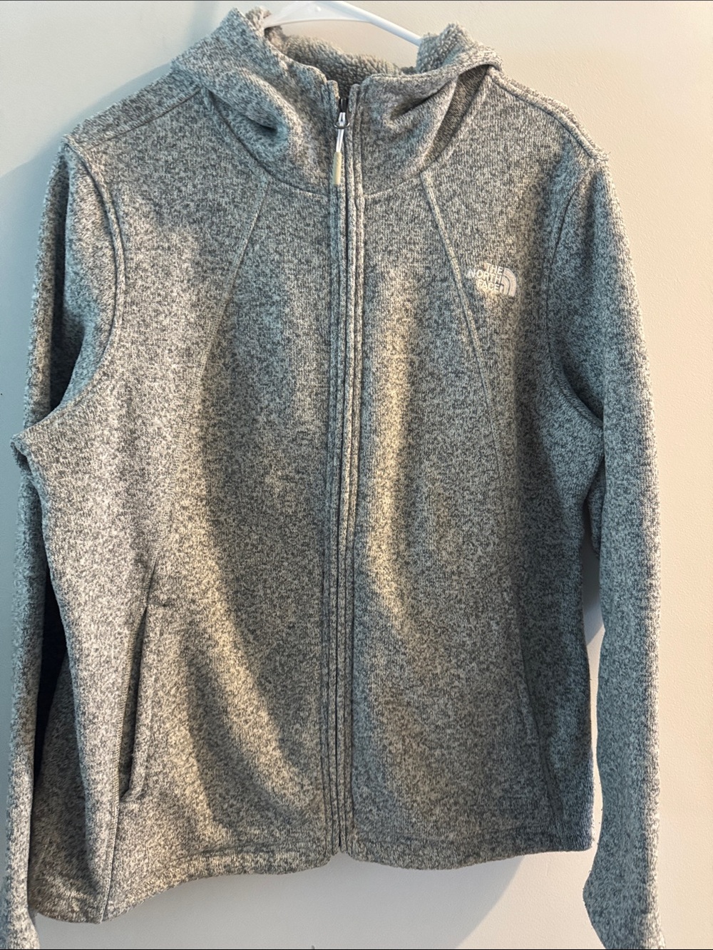 The North Face Heather Gray Full-Zip Hooded Fleece Jacket